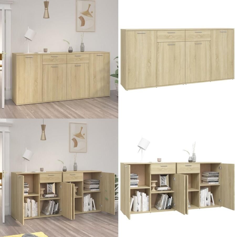 VidaXL Dressoir 160x36x75 cm bewerkt hout sonoma eikenkleurig Dressoir Dressoirs Zijkast Zijkasten