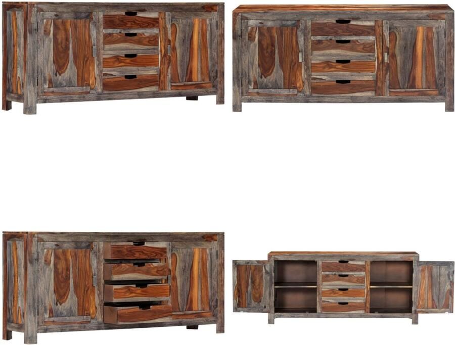 VidaXL Dressoir 160x40x75 cm massief sheeshamhout grijs Dressoir Dressoirs Kast Dressoirkast