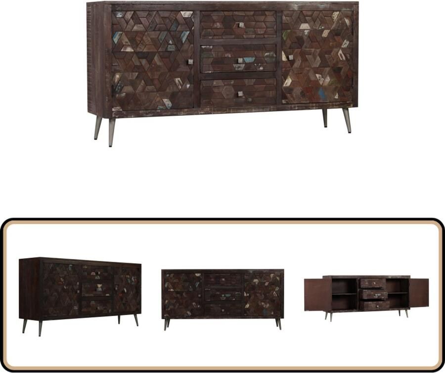 VidaXL Dressoir 160x40x80 cm gerecycled hout Dressoir Vintage Dressoir Landelijke Dressoir Industrieel Dressoir Houten Dressoir - Foto 2