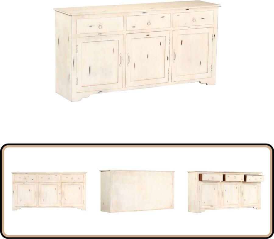 VidaXL Dressoir Mangohout Wit 160x40x80 cm Dressoir Vintage Meubels Mangohouten Meubelen Salontafel Opbergmeubilair