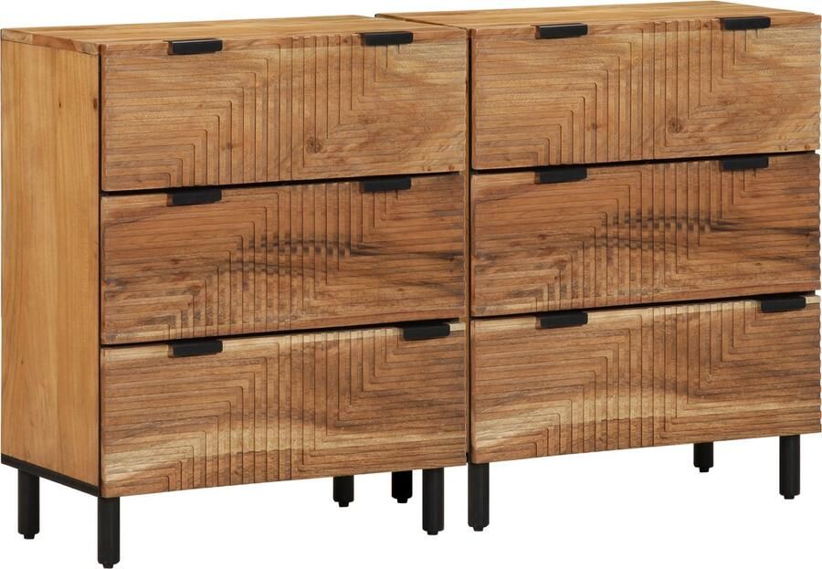 VidaXL Sideboards 2 stuks Bruin 60x33x75 cm Massief Houten Acacia
