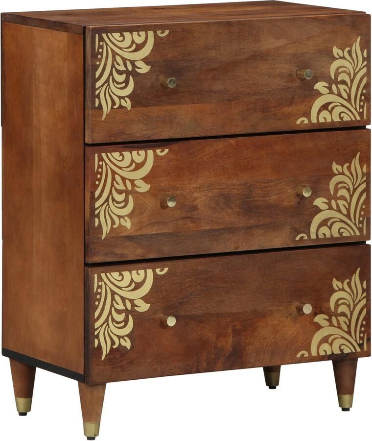 VidaXL 3-delige badkamermeubelset massief ruw mangohout dressoir 60x33x75 cm massief mangohout