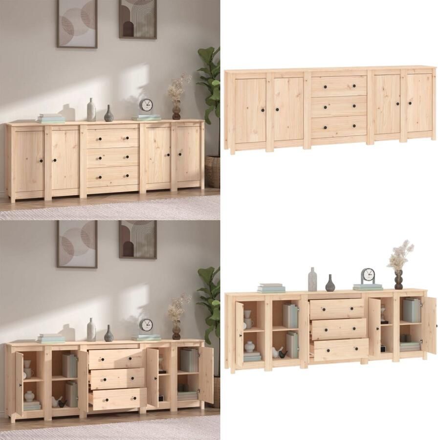 VidaXL Dressoir 230x35x80 cm massief grenenhout Dressoir Dressoirs Kast Wandkast