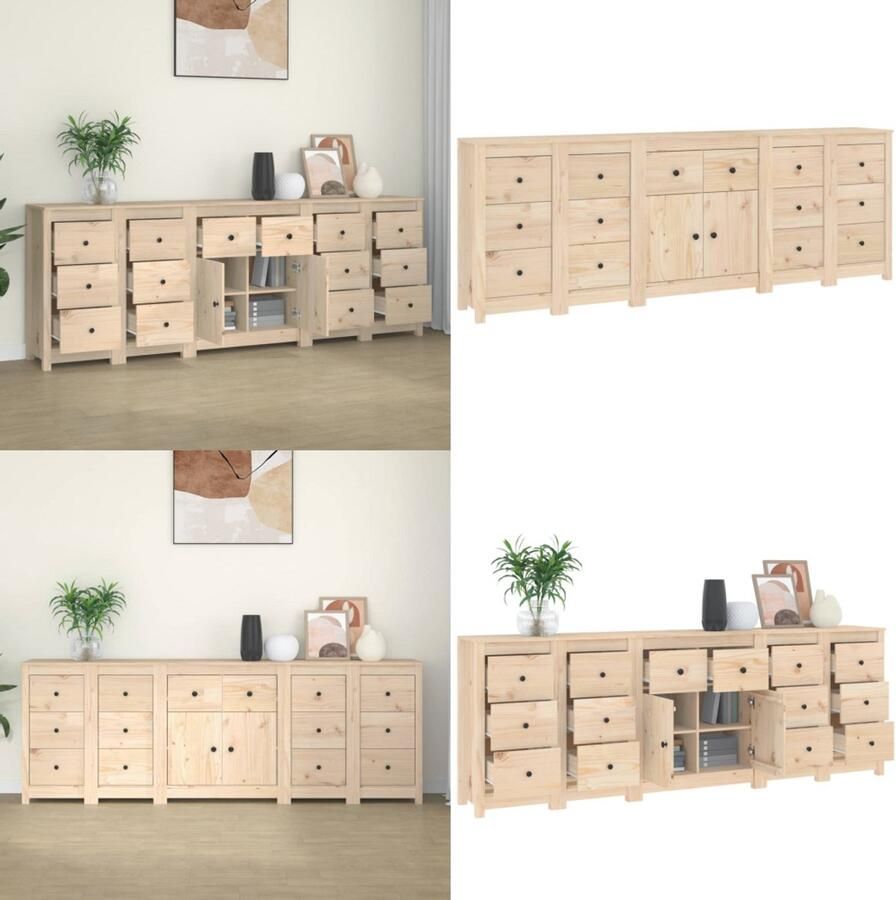 VidaXL Dressoir 230x35x80 cm massief grenenhout Dressoir Dressoirs Kast Wandkast