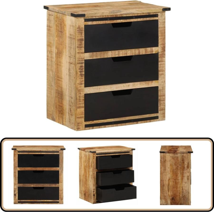 VidaXL Dressoir 3 lades Mangohout 55x35x60 cm Mangohouten Kast Vintage Dresser Retro Salontafel Opbergmeubel Tv Stand