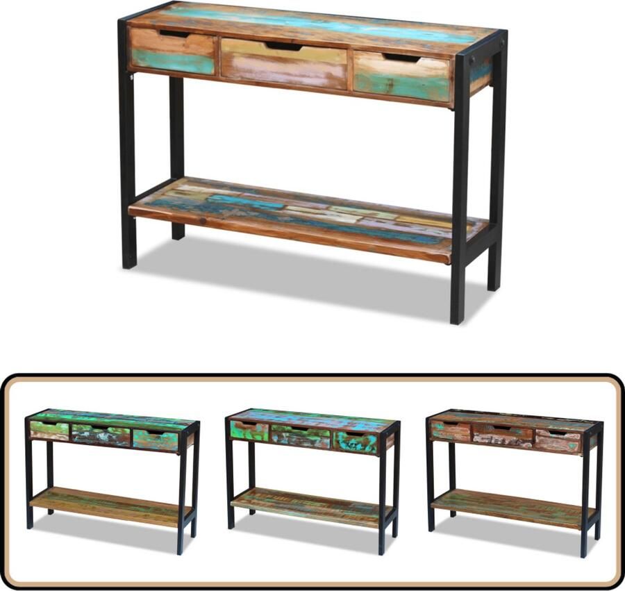 VidaXL Dressoir 3 Lades Massief Gerecycled Hout Dressoir Vintage Meubilair Landelijk Interieur Recycled Wood Furniture Handcrafted Furniture