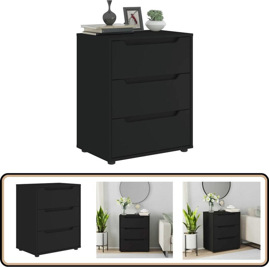 VidaXL Dressoir 3 lades Zwart Bewerkt hout Dressoir Dressoirs -opbergkast Buffet