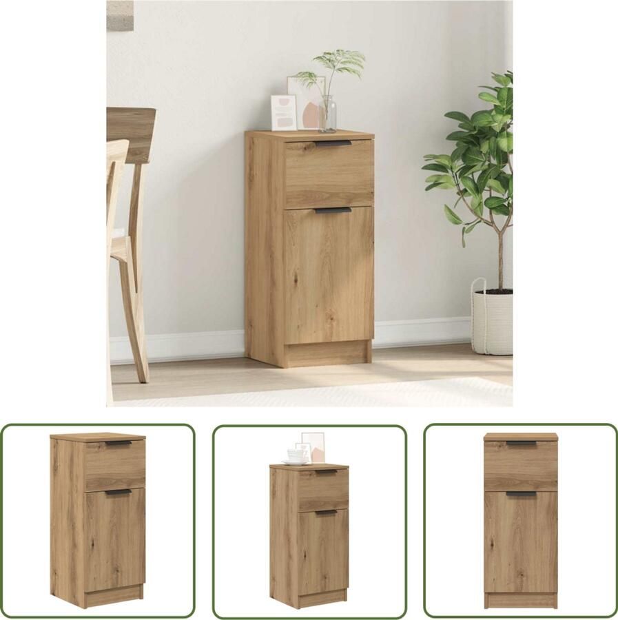 The Living Store Dressoir 30x30x70 cm bewerkt hout artisanaal eikenkleur Dressoir Houten Dressoir Opbergkast Salontafel Bijzettafel