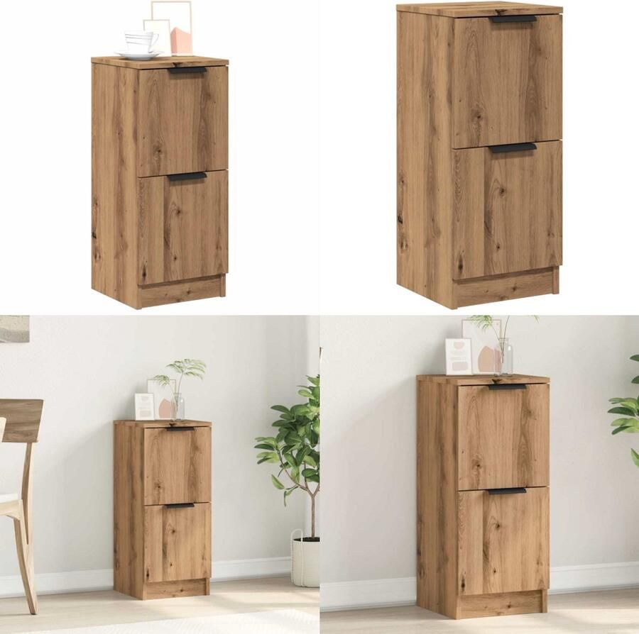 VidaXL Dressoir 30x30x70 cm bewerkt hout artisanaal eikenkleur Dressoir Dressoirs Kast Nachtkastje Opbergkast