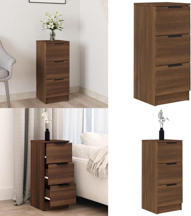 VidaXL Dressoir 30x30x70 cm bewerkt hout bruin eikenkleur Dressoir Dressoirs Kast Nachtkastje