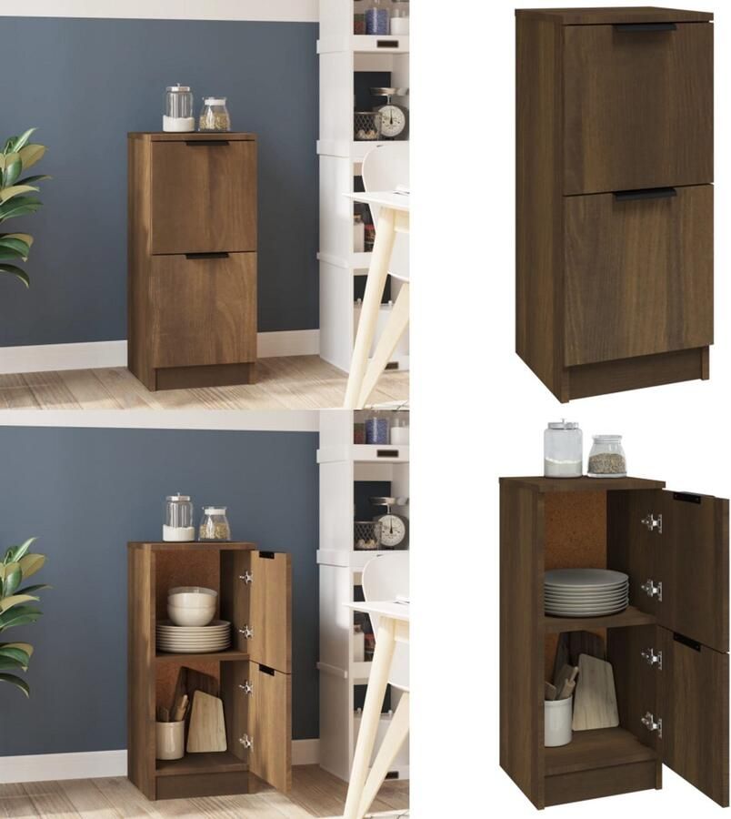 VidaXL Dressoir 30x30x70 cm bewerkt hout bruineikenkleurig Dressoir Dressoirs Kast Nachtkastje Opbergkast