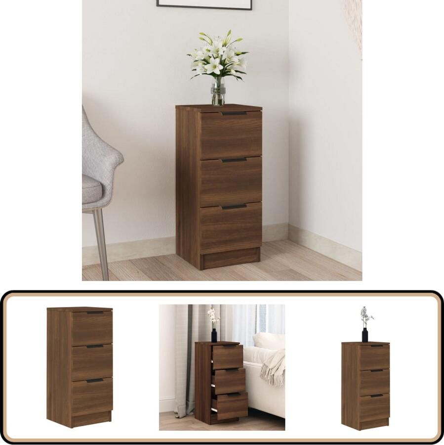 VidaXL Dressoir Bruin Eiken 30x30x70 cm Dressoir Bijzetkast Houten Dressoir Multifunctionele Kast Opbergkast
