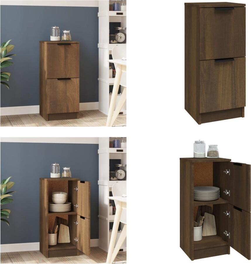 VidaXL Dressoir 30x30x70 cm bewerkt hout bruineikenkleurig Dressoir Dressoirs Kast Nachtkastje Opbergkast - Foto 2