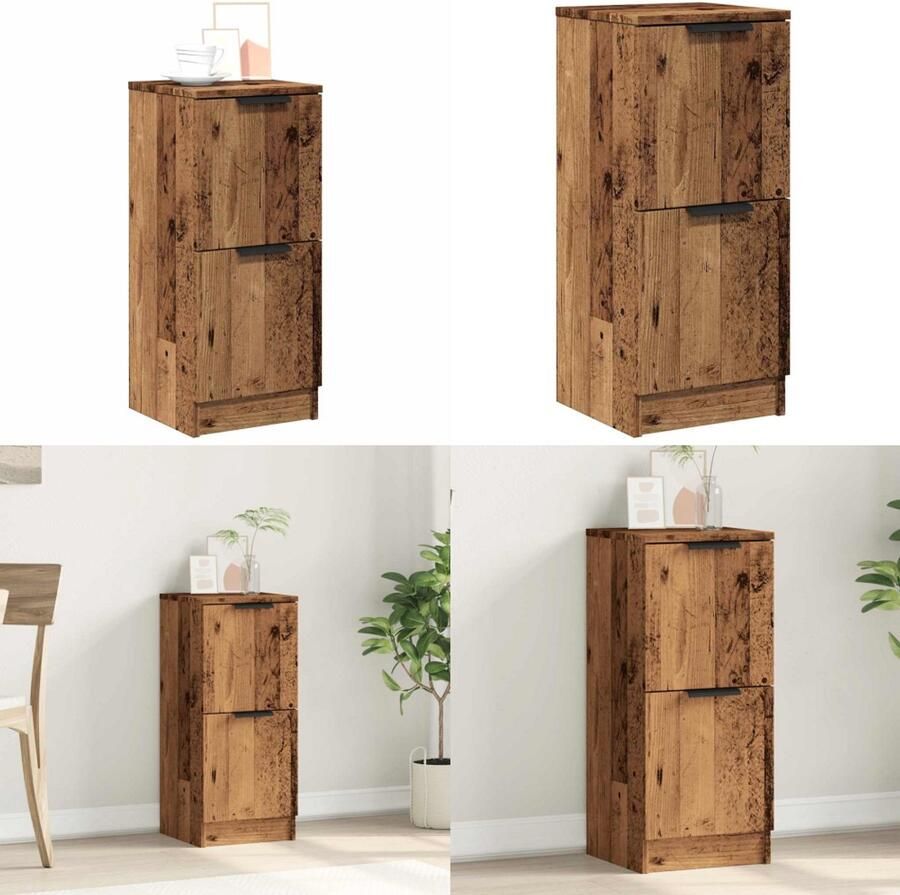VidaXL Dressoir 30x30x70 cm bewerkt hout oud houtkleurig Dressoir Dressoirs Kast Nachtkastje Opbergkast