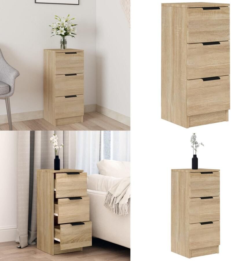 VidaXL Dressoir 30x30x70 cm bewerkt hout sonoma eikenkleurig Dressoir Dressoirs Kast Nachtkastje