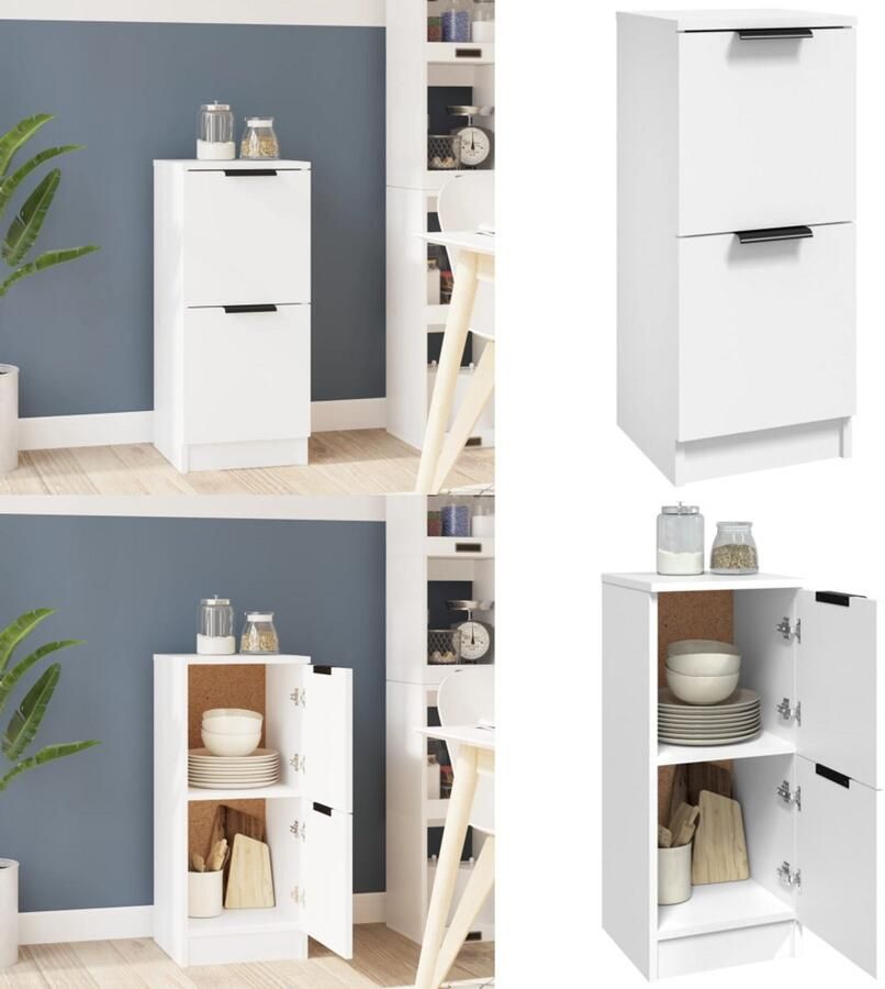 VidaXL Dressoir 30x30x70 cm bewerkt hout wit Dressoir Dressoirs Kast Nachtkastje Opbergkast