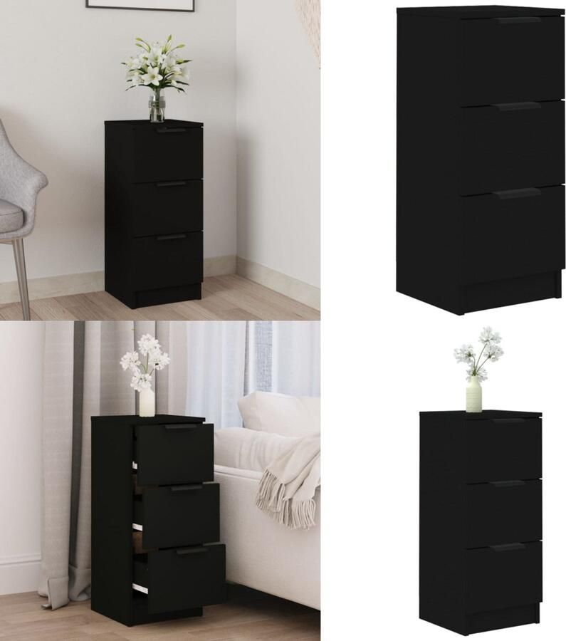VidaXL Dressoir 30x30x70 cm bewerkt hout zwart Dressoir Dressoirs Kast Nachtkastje