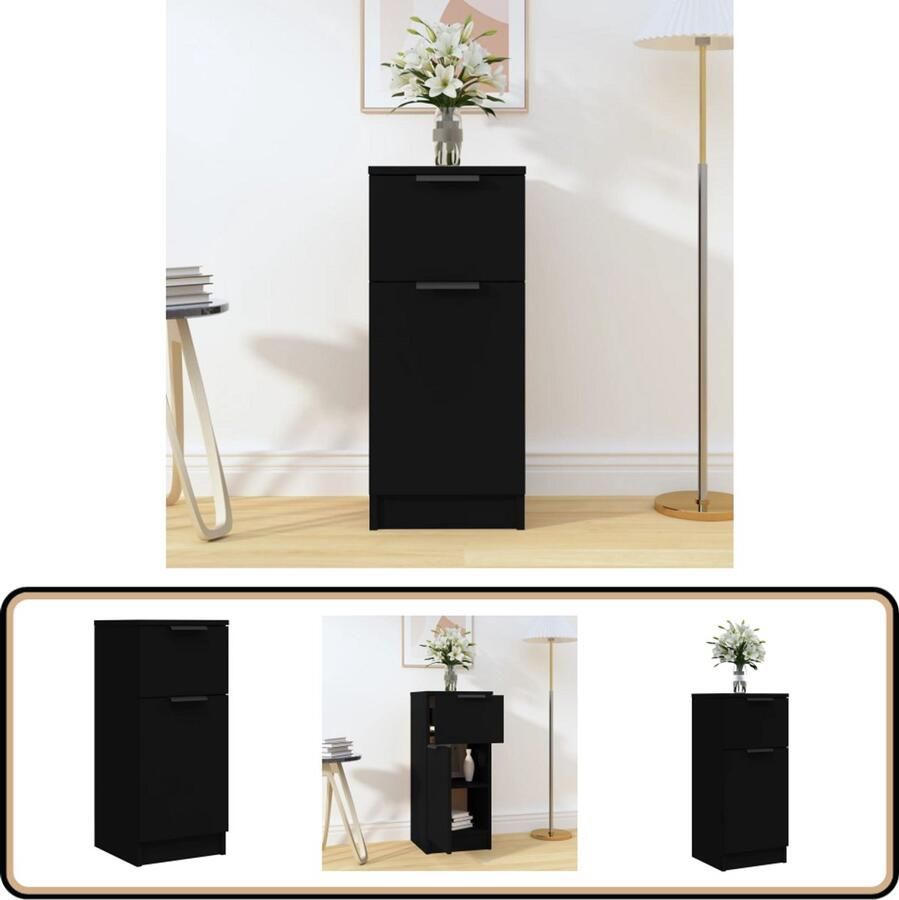 VidaXL Dressoir 30x30x70 cm zwart bewerkt hout Dressoir Kast Houten Dressoir Minimalistisch Design Zwarte Kast