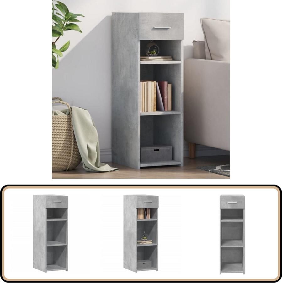 VidaXL Dressoir 30x42 5x93 cm Bewerkt hout Betongrijs Dressoir Scandinavisch Design Houten Dressoir Betonnen Grijze Dressoir Opbergkast - Foto 2