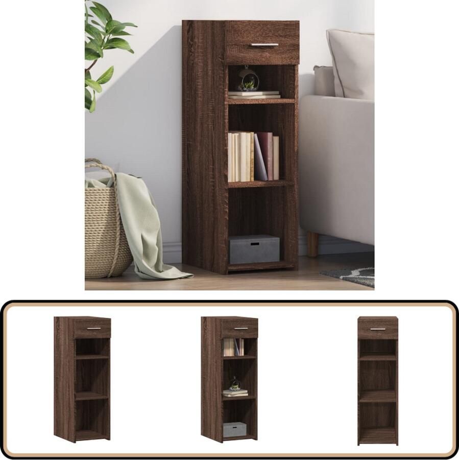 The Living Store Dressoir 30x42 5x93 cm bewerkt hout bruin eikenkleur Dressoir Scandinavisch Design Houten Dressoir Woonkamermeubilair Opbergkast