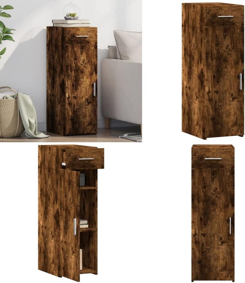 VidaXL Dressoir 30x42 5x93 cm bewerkt hout gerookt eikenkleurig Dressoir Dressoirs Kast Wandkast