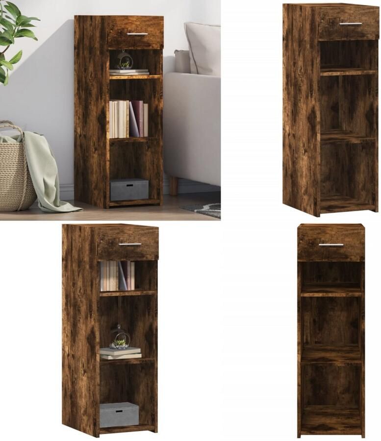 VidaXL Dressoir 30x42 5x93 cm bewerkt hout gerookt eikenkleurig Dressoir Dressoirs Kast Wandkast