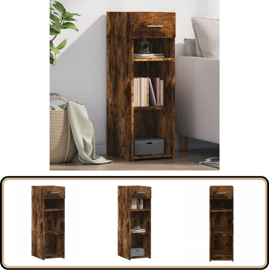 VidaXL Dressoir 30x42 5x93 cm Gerookt Eiken Dressoir Opbergkast Houten Dressoir Vintage Dressoir Landelijk Dressoir - Foto 2