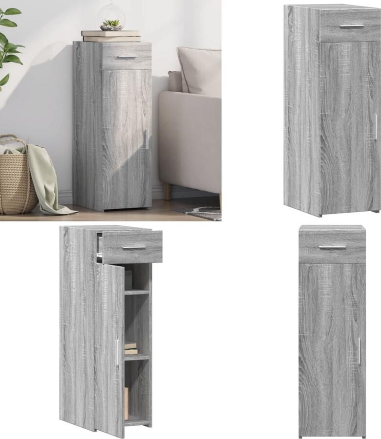 VidaXL Dressoir 30x42 5x93 cm bewerkt hout grijs sonoma eikenkleurig Dressoir Dressoirs Kast Wandkast