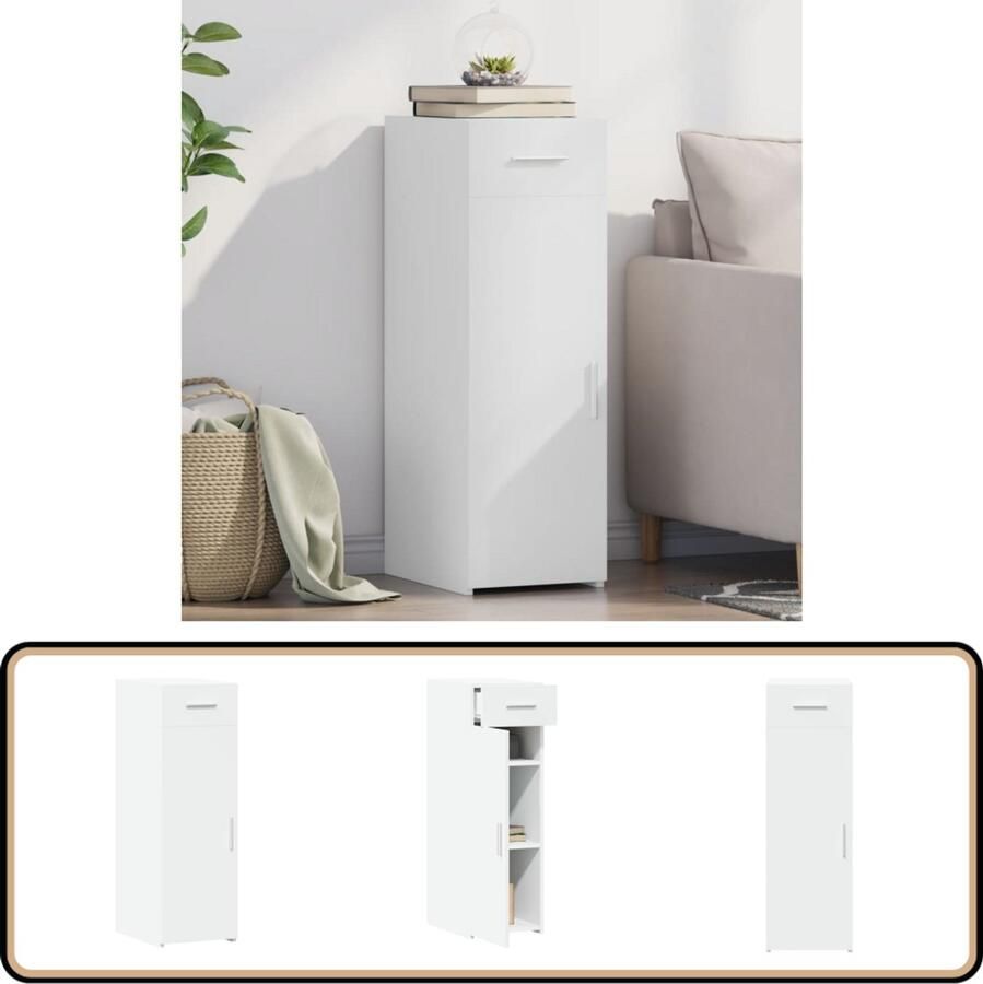 VidaXL Dressoir 30x42 5x93 cm Bewerkt hout Wit Dressoir Klassiek Meubel Witte Dressoirs Houten Dressoir Opbergkast