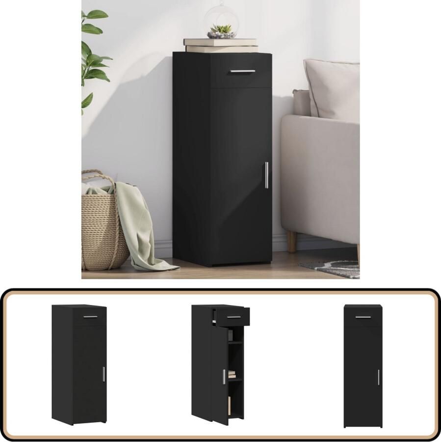 VidaXL Dressoir Zwart Bewerkt hout 30x42 5x93 cm Dressoir Houten Dressoir Vintage Dressoir Opbergmeubel Salontafel - Foto 2