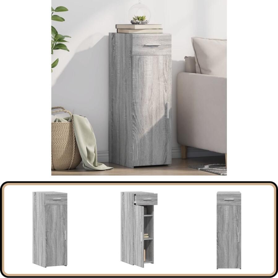 VidaXL Dressoir 30x42 5x93 cm Grijs Sonoma Eiken Dressoir Scandinavisch Design Houten Dressoir Grijze Dressoir Opbergkast
