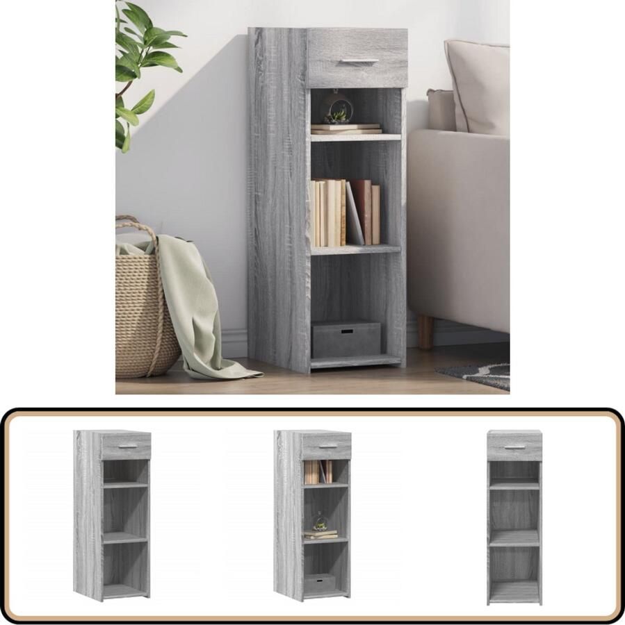 VidaXL Dressoir 30x42 5x93 cm Grijs Sonoma Eiken Dressoir Scandinavisch Design Houten Dressoir Grijze Dressoir Opbergkast - Foto 2