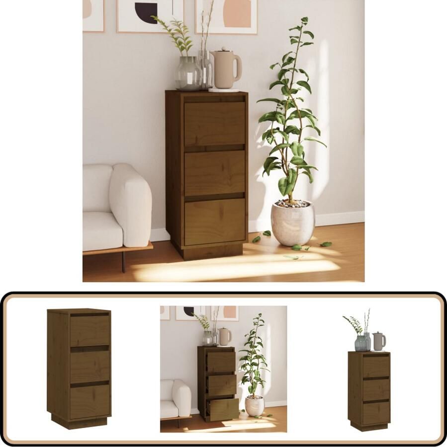VidaXL Dressoir 32x34x75 cm Massief Grenenhout Bijzettafel Houtmeubilair Salontafel Side Table Tv Tafel - Foto 2