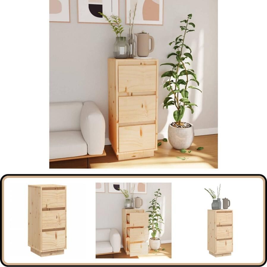 VidaXL Dressoir 32x34x75 cm Massief Grenenhout Dressoir Grenenhouten Kast Opbergkast Salontafel Vintage Design
