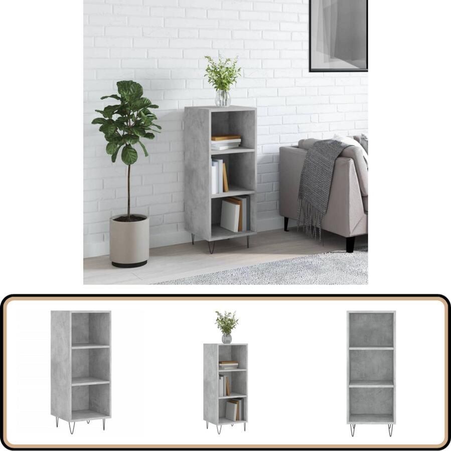 VidaXL Dressoir Betongrijs 90 cm Bewerkte Houtlook Dressoir Commode Houten Dressoir Grijze Dressoir Vintage Dressoir - Foto 2