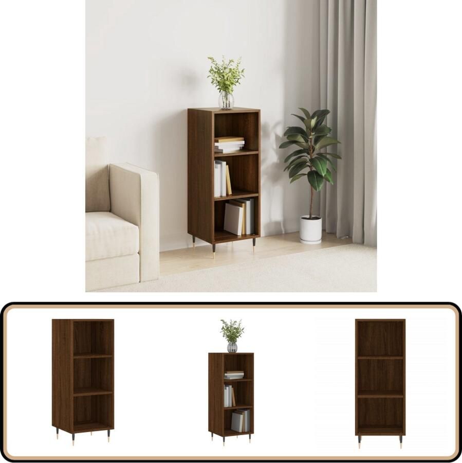 VidaXL Dressoir Bruin Eiken 34 5x32 5x90 cm Dressoir Vintage Houten Dressoir Bruine Eiken Dressoir Opbergkast Salontafel
