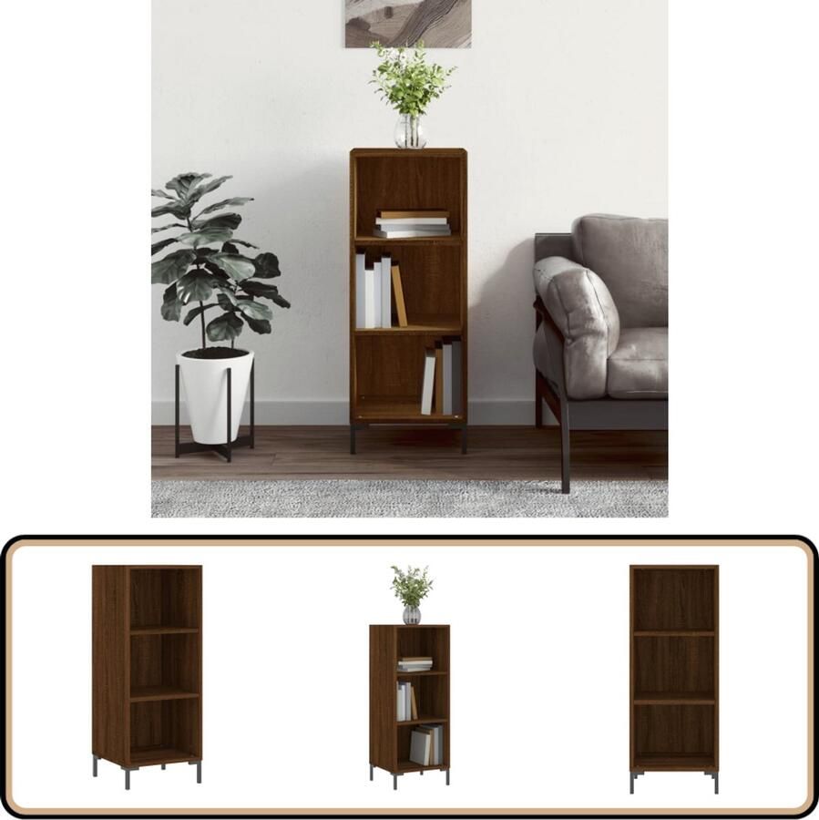 VidaXL Dressoir Bruin Eiken 34 5x32 5x90 cm Dressoir Houten Dressoir Vintage Dressoir Landelijk Dressoir Bruine Eiken Dressoir - Foto 3