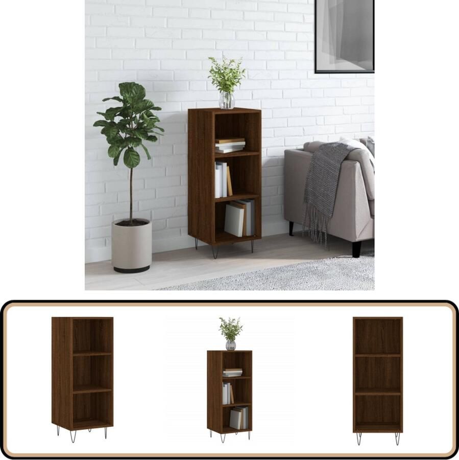 VidaXL Dressoir Bruin Eiken 34 5x32 5x90 cm Dressoir Houten Dressoir Vintage Dressoir Landelijk Dressoir Bruine Eiken Dressoir - Foto 4