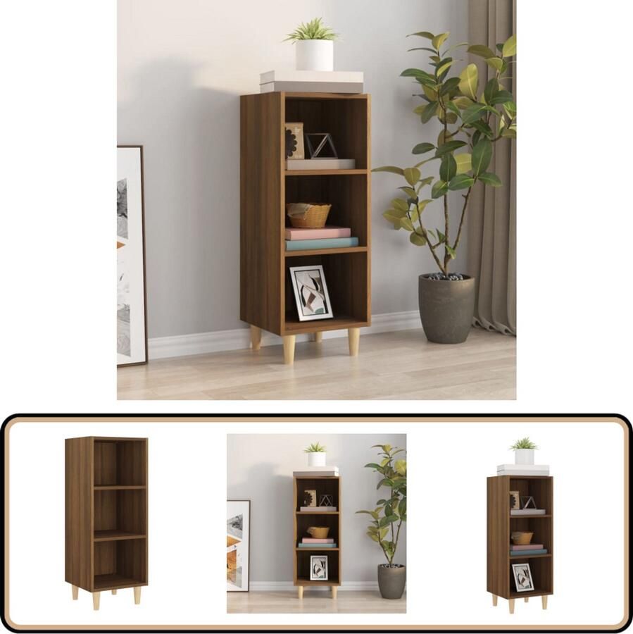 VidaXL Dressoir Bruin Eiken Bewerkt Hout 90 cm Dressoir Commode Bergruimte Badkamermeubel Salontafel