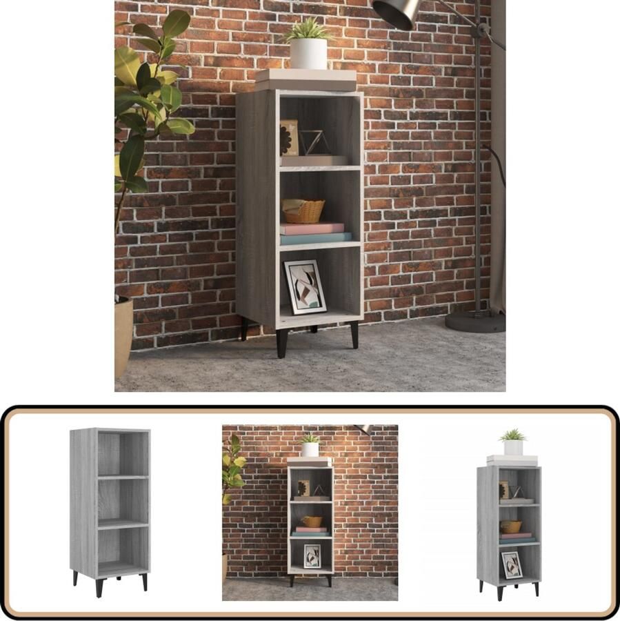 VidaXL Dressoir 34 5x32 5x90 cm Grijs Sonoma Eiken Dressoir Industrieel Design Houten Dressoir Grijze Dressoir Salontafel