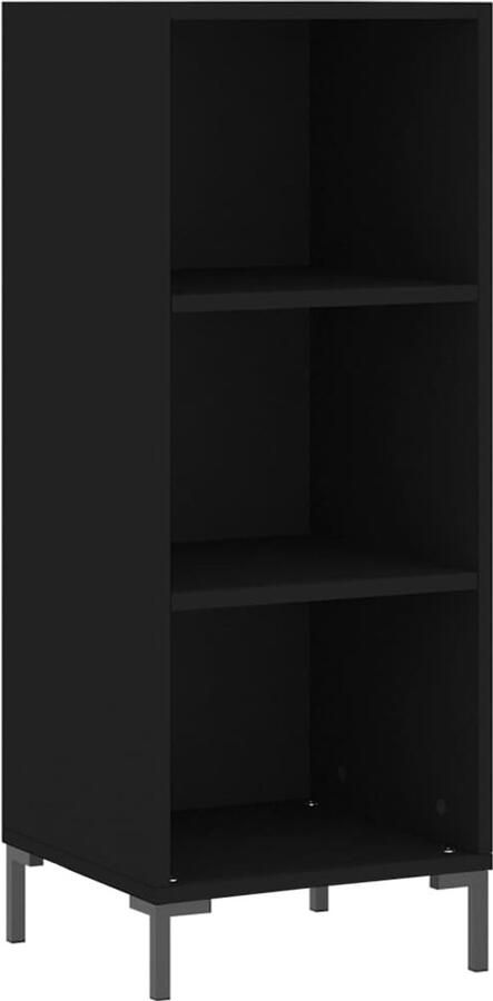 VidaXL Dressoir Zwart Bewerkt Hout 90 cm Hoog Dressoir Zwarte Houten Kast Vintage Dressoir Opbergkast Salontafel