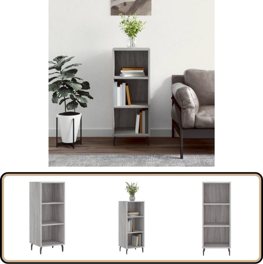 VidaXL Dressoir 34 5x32 5x90 cm Grijs Sonoma Eiken Dressoir Grijze Dressoirs Houten Dressoirs Vintage Dressoir Salontafel - Foto 2