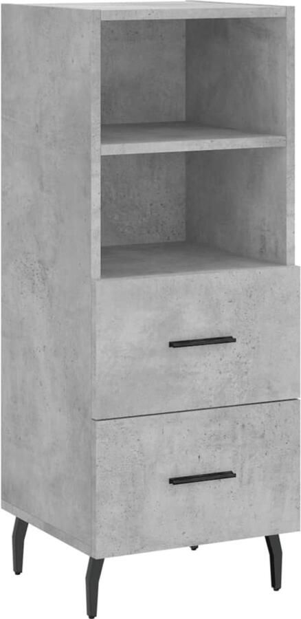 VidaXL Dressoir 34 5x34x90 cm Bewerkt Hout Grijs Dressoir Beton Grijs Modern Design Houten Dressoir Opbergkast
