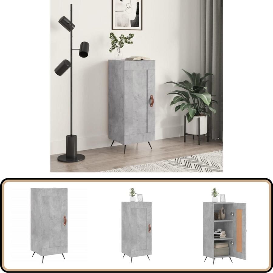 VidaXL Dressoir Betongrijs 34 5x34x90 cm Dressoir Tv-meubel Bergruimte Houten Dressoir Modern Dressoir