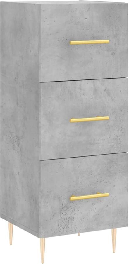 VidaXL Dressoir 34 5x34x90 cm Hout en Metaal Grijs Dressoir Bijzettafel Opbergkast Houten Dressoir Grijze Dressoir