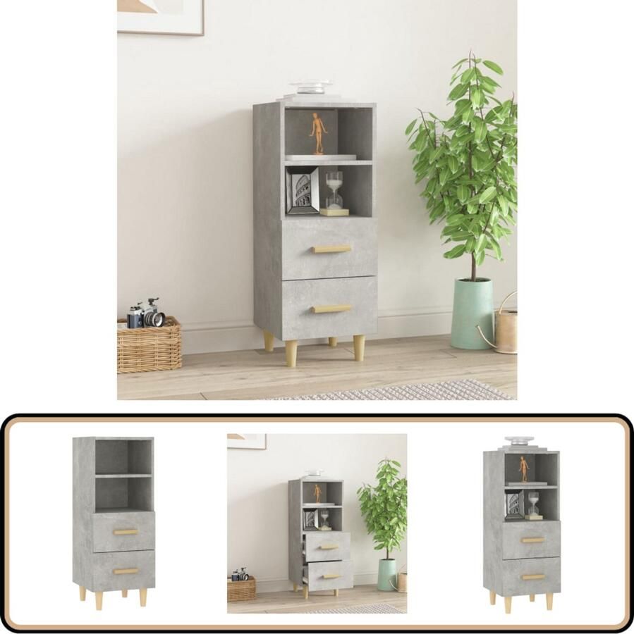 VidaXL Dressoir 34 5x34x90 cm Bewerkt hout Grijs Dressoir Tv-tafel Opbergkast Houten Dressoir Grijze Dressoir