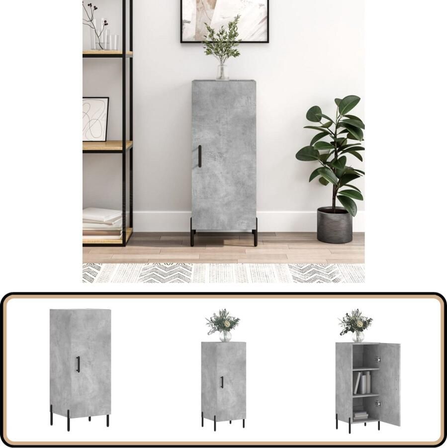 VidaXL Dressoir 34 5x34x90 cm Betongrijs Hout Dressoir Bijzettafel Opbergkast Houten Dressoir Grijze Dressoir