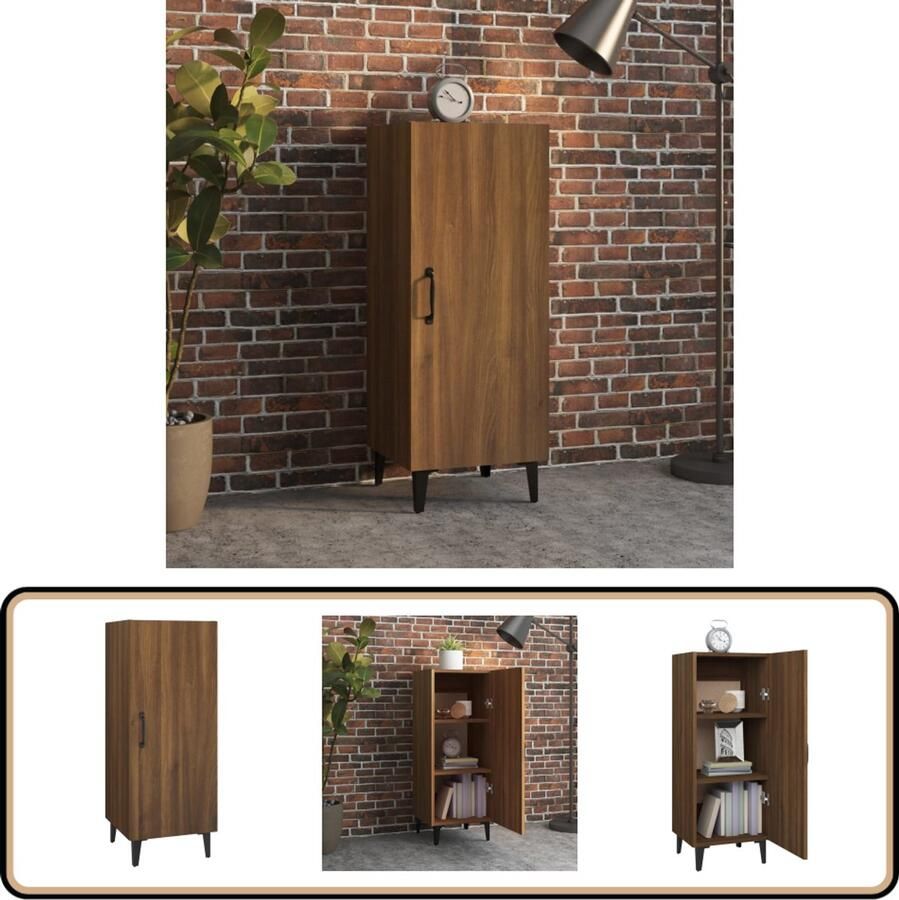 VidaXL Dressoir Bruin Eiken 34 5x34x90 cm Dressoir Houten Dressoir Bruine Eiken Dressoir Opbergkast Woonaccessoires