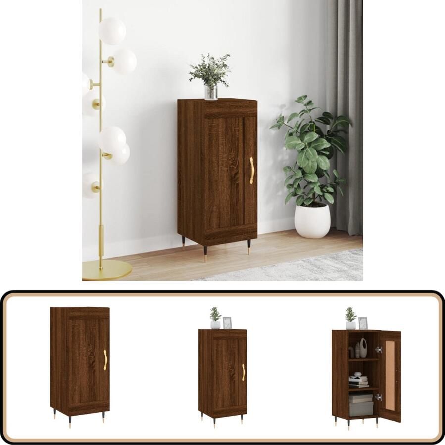 VidaXL Dressoir Bruin Eikenkleur 34 5x34x90 cm Dressoir Kasten Houten Dressoir Bruine Eiken Kleur Vintage Dressoir