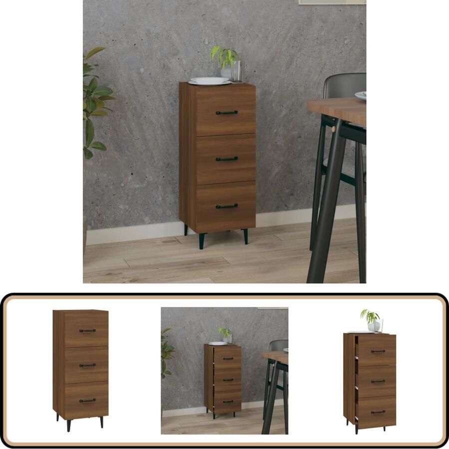 VidaXL Dressoir Bruin Eiken 34 5x34x90 cm Dressoir Houten Dressoir Bruine Eiken Dressoir Opbergmeubel Salontafel